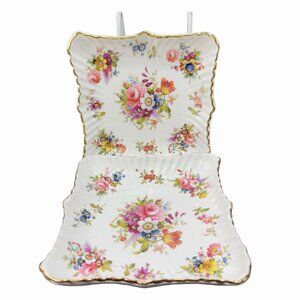 Hammersley Fine Bone China Square Dish Plate Spode Group Set 2 Plates 5inch Set